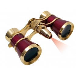 BRAUN Binocular 3 x 25 LED Opera Gold/Burgundy