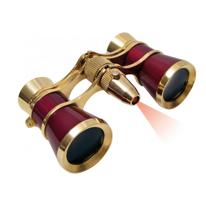 BRAUN Binocular 3 x 25 LED Opera Gold/Burgundy